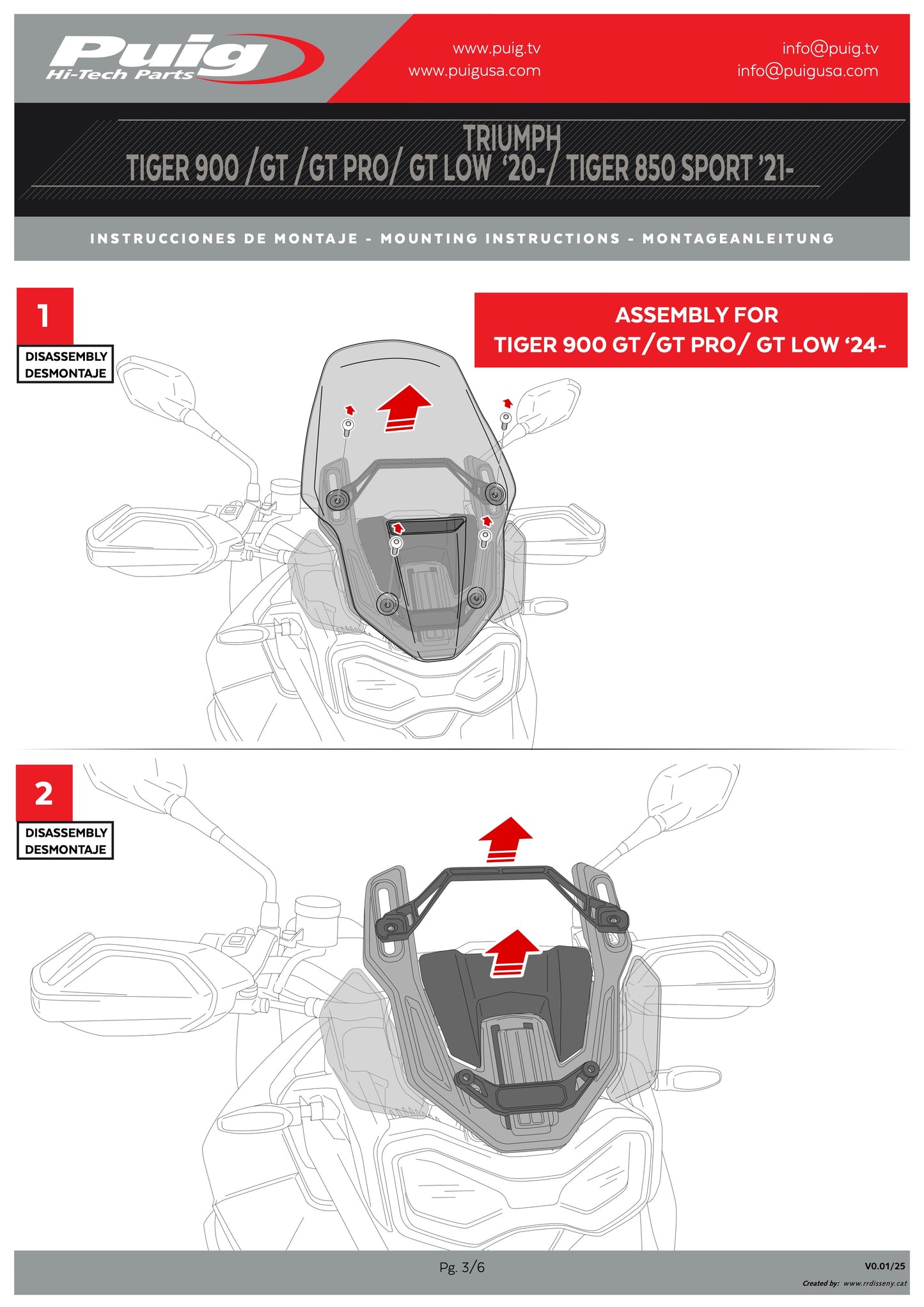 Puig Upper Deflectors Triumph Tiger 900 2020-2025