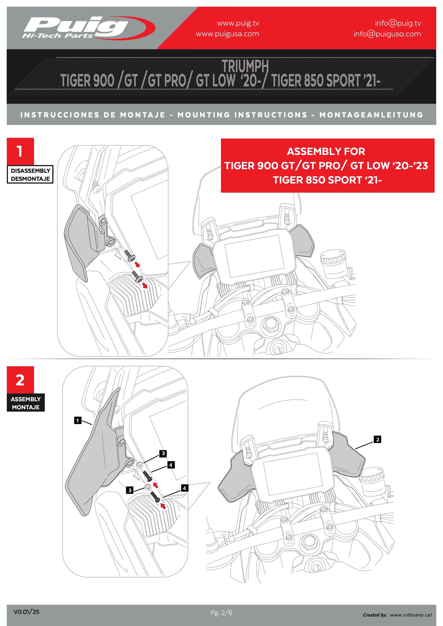 Puig Upper Deflectors Triumph Tiger 900 2020-2025