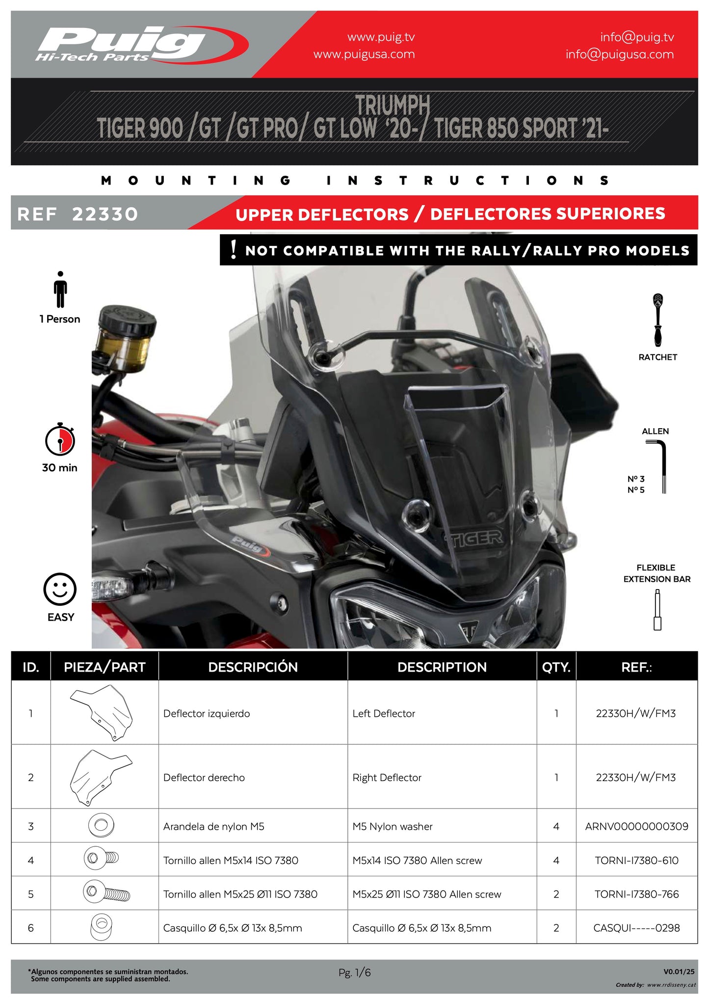 Puig Upper Deflectors Triumph Tiger 900 2020-2025