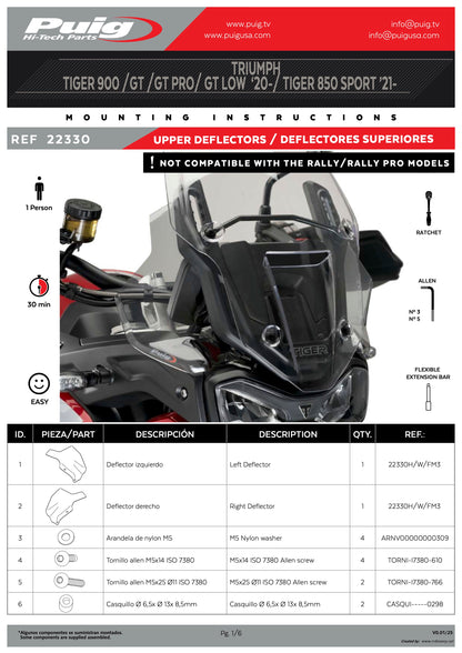 Puig Upper Deflectors Triumph Tiger 900 2020-2025