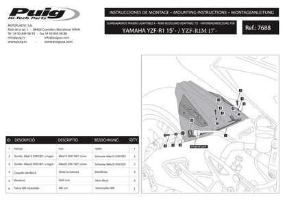 Puig Rear Fenders Yamaha YZF-R1 2015-2026 - Adventure Parts