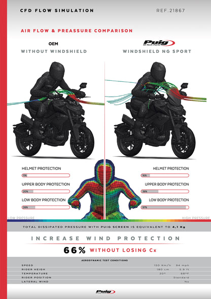 Puig New Generation Sport Windscreen CFMOTO 800NK Sport/Advanced 2023-2025 - Adventure Parts