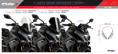 Puig New Generation Sport Windscreen CFMOTO 800NK Sport/Advanced 2023-2025 - Adventure Parts
