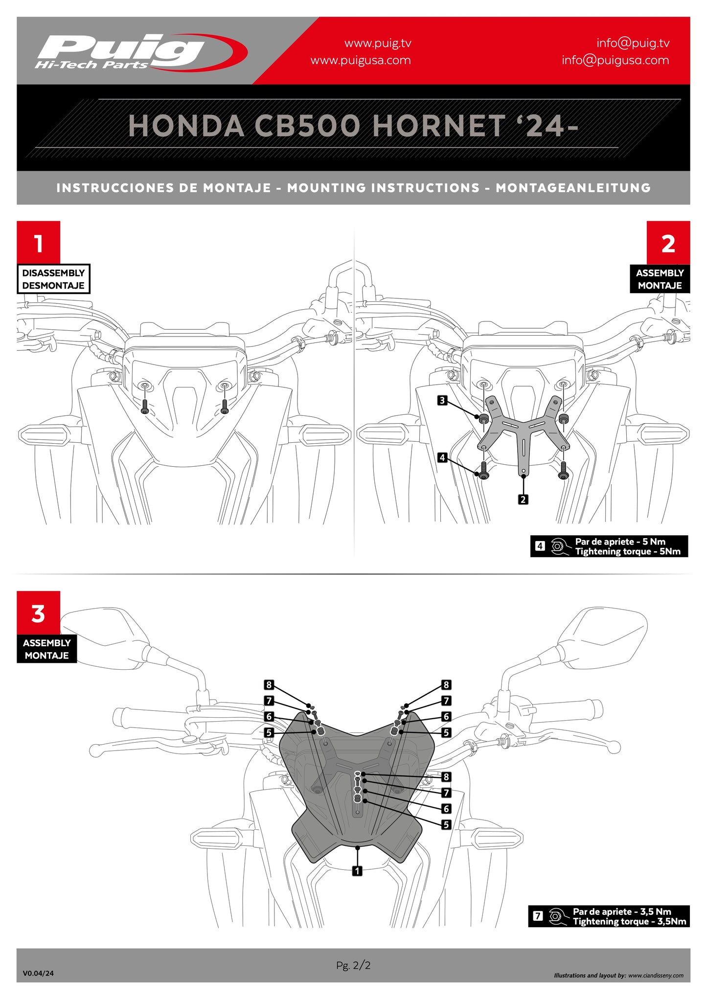 Puig New Generation Sport Windscreen Honda CB500 Hornet 2024-2025