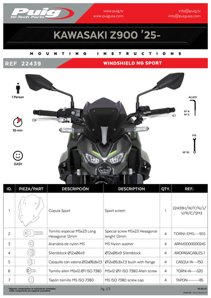 Puig New Generation Sport Kawasaki Z900SE 2025