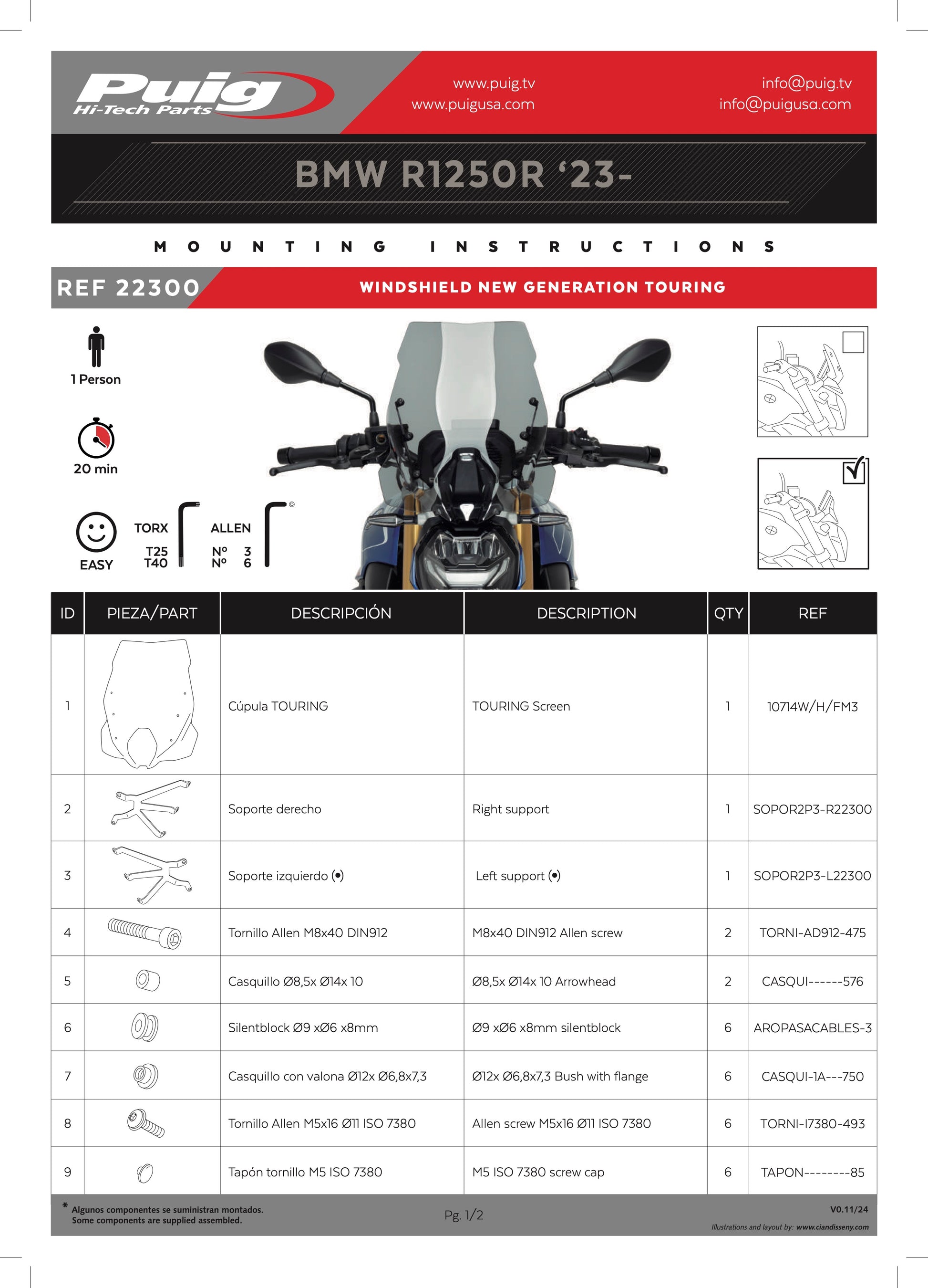 Puig New Generation Touring Windscreen BMW R1250R 2023-2025 - Adventure Parts