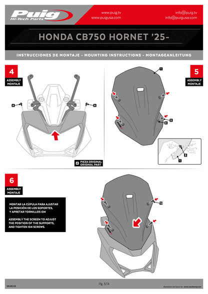 Puig New Generation Touring Windscreen Honda CB750 Hornet 2025 - Adventure Parts
