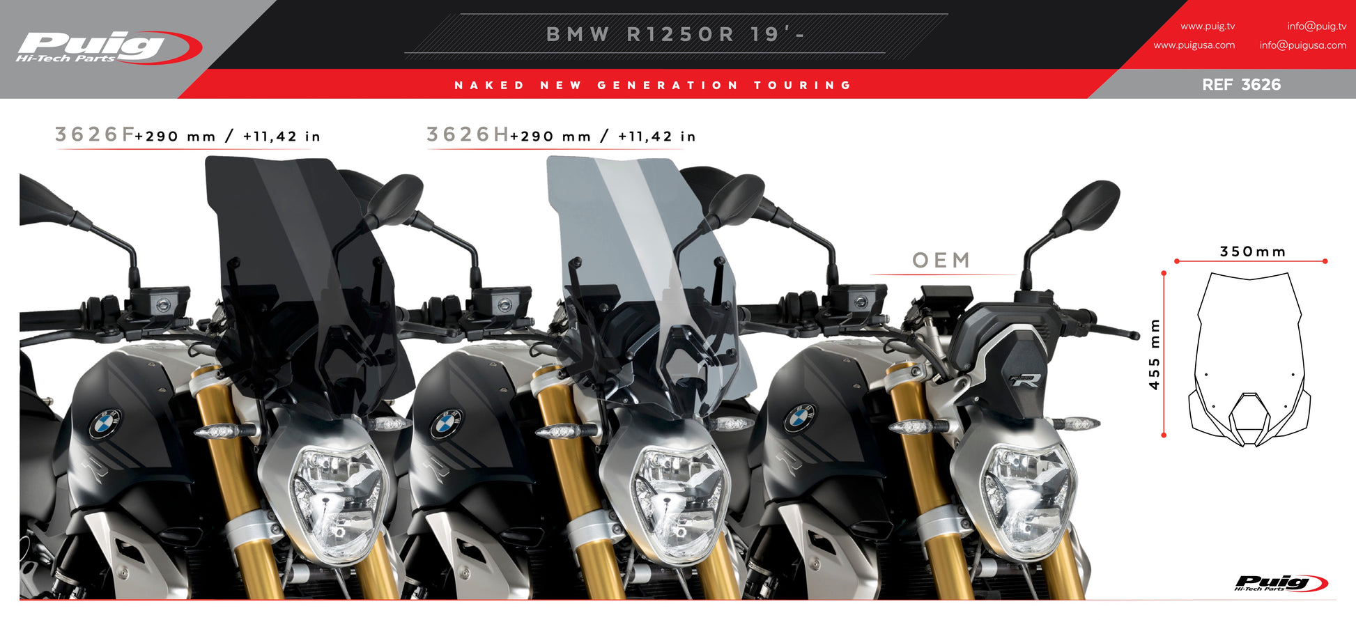 Puig New Generation Touring Windscreen BMW R1250R 2023-2025 - Adventure Parts