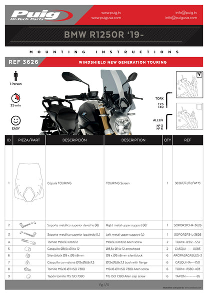 Puig New Generation Touring Windscreen BMW R1250R 2023-2025 - Adventure Parts