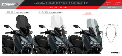 Puig V-Tech Touring Windscreen Yamaha X-MAX 125 2023-2025
