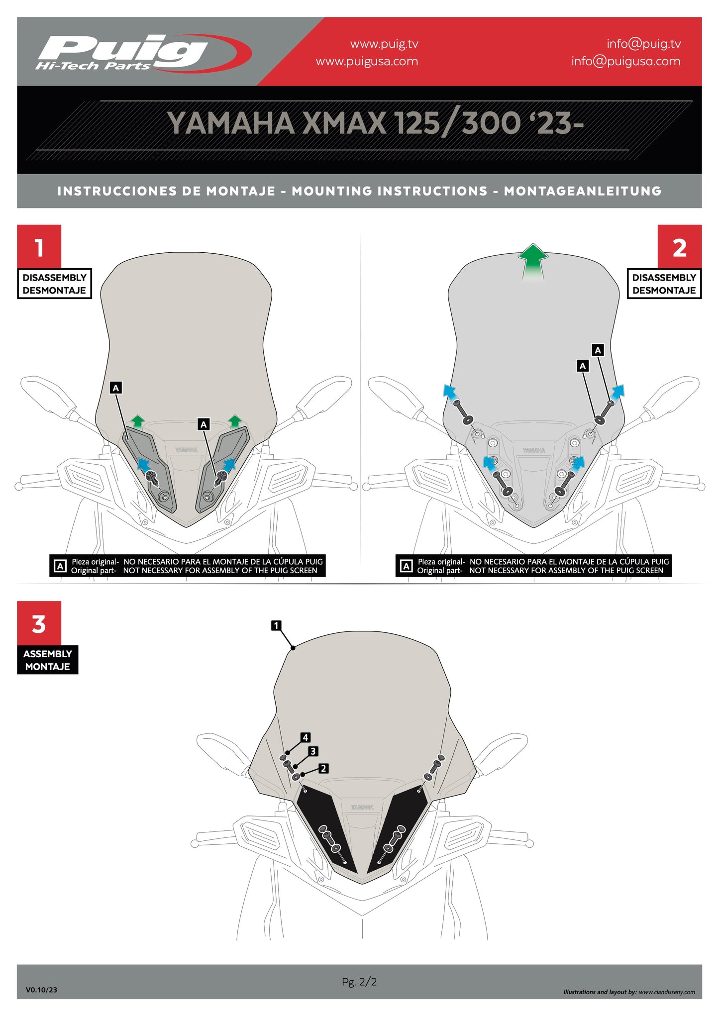 Puig V-Tech Touring Windscreen Yamaha X-MAX 125 2023-2025