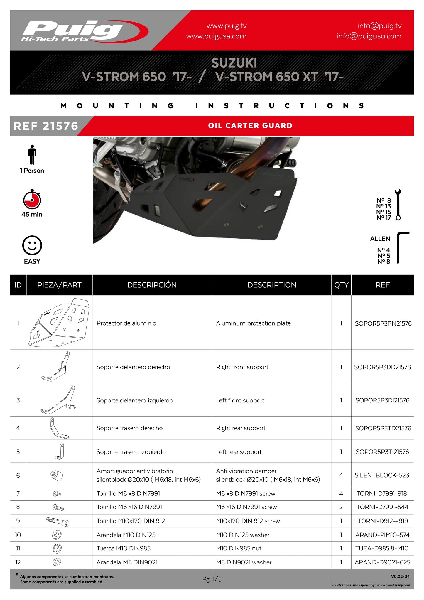 Puig Oil-Carter Guard SUZUKI V-STROM 650 2021-2025