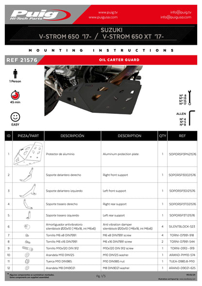 Puig Oil-Carter Guard SUZUKI V-STROM 650 2021-2025