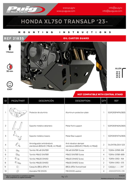 Puig Oil-Carter Guard HONDA XL750 TRANSALP 2023-2025