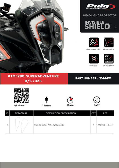 Puig Adhere Headlight Protector KTM 1290 Super Adventure R 2021-2025