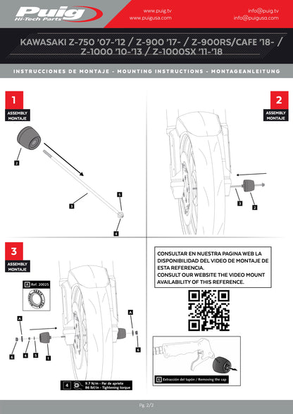 Puig PHB19 Front Fork Protector Kawasaki Z1000/Z900/Z750 2007-2026 - Adventure Parts