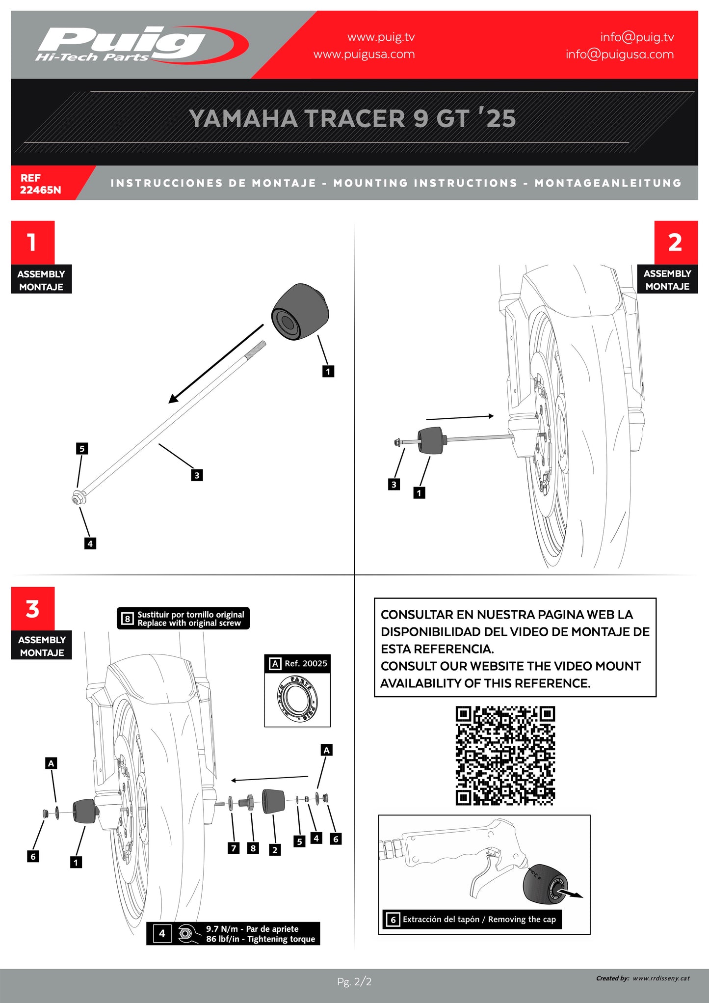 Puig PHB19 Front Fork Protector Yamaha Tracer 9 2025