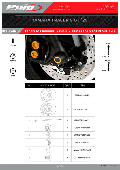 Puig PHB19 Front Fork Protector Yamaha Tracer 9 2025