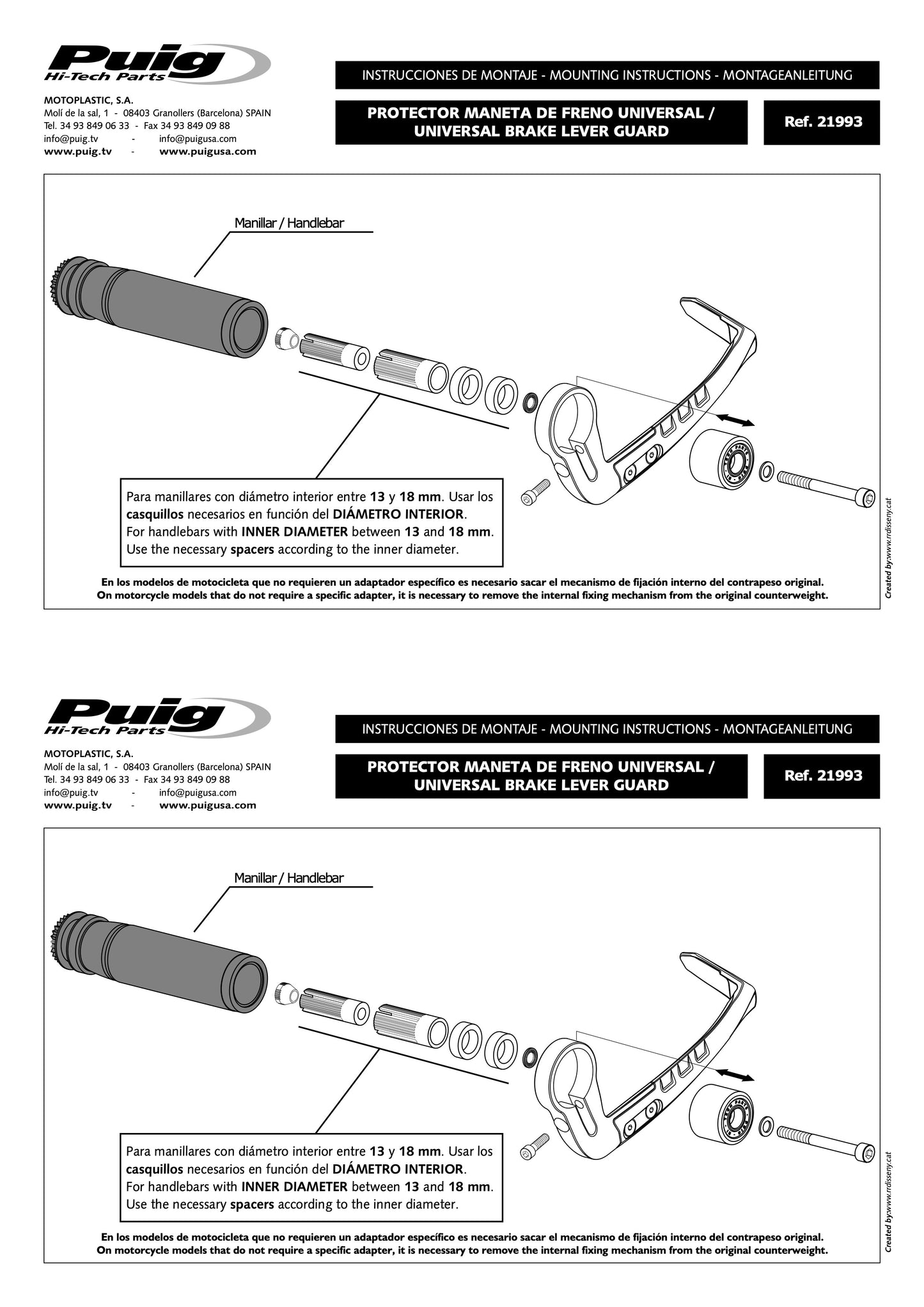 Puig Brake Lever Protector RAW Universal