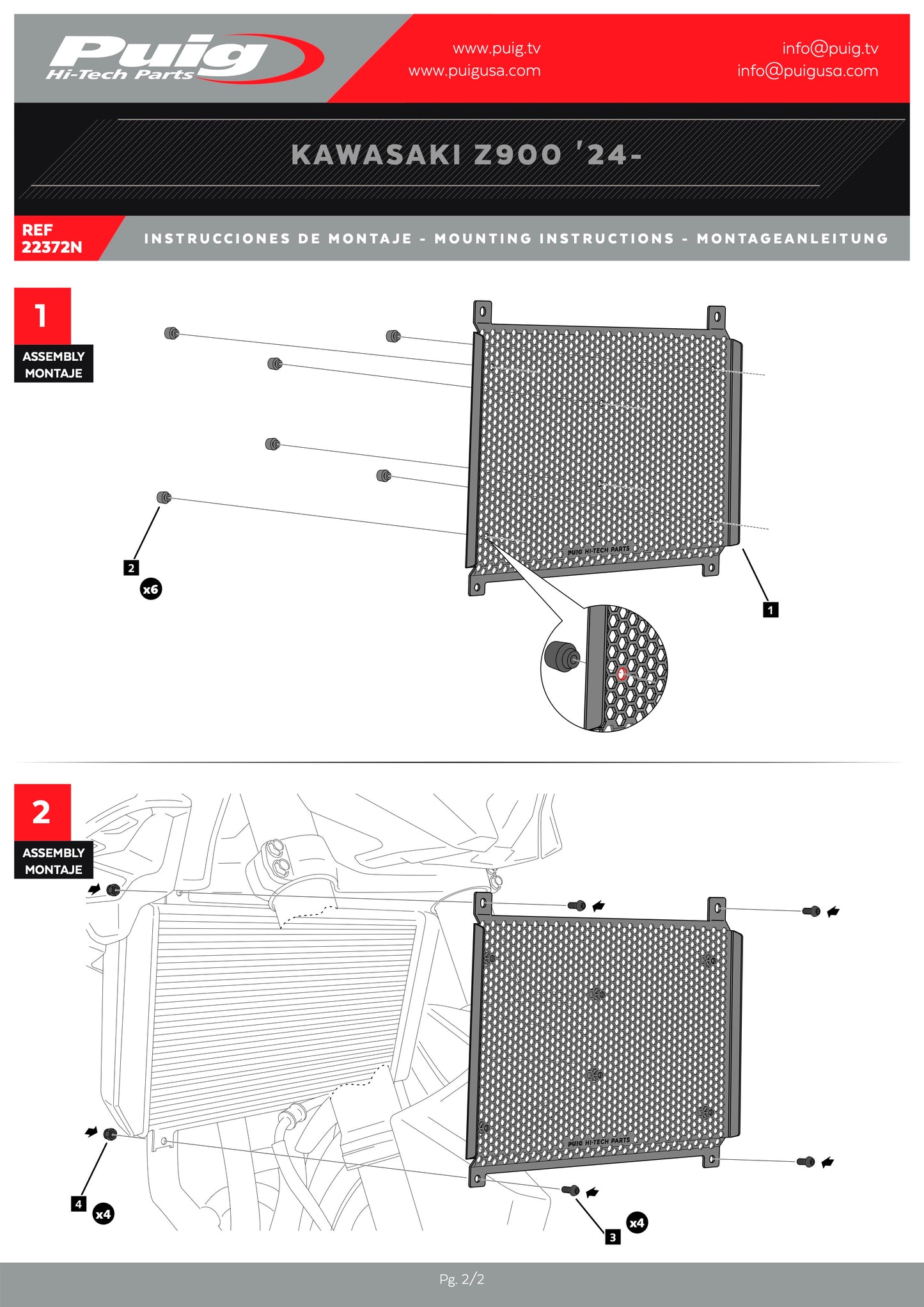 Puig Radiator Protector Kawasaki Z900/SE 2017-2025