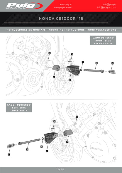 Puig Frame Sliders Pro 2.0 HONDA CB1000R 2018-2025