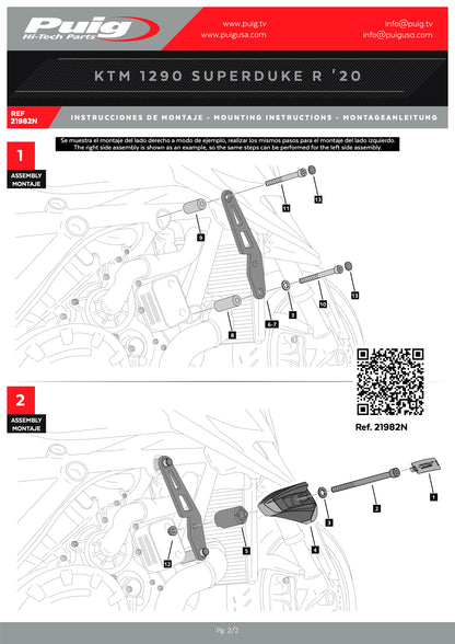 Puig Pro 2.0 Frame Sliders KTM 1290 SUPERDUKE R 2020-2025