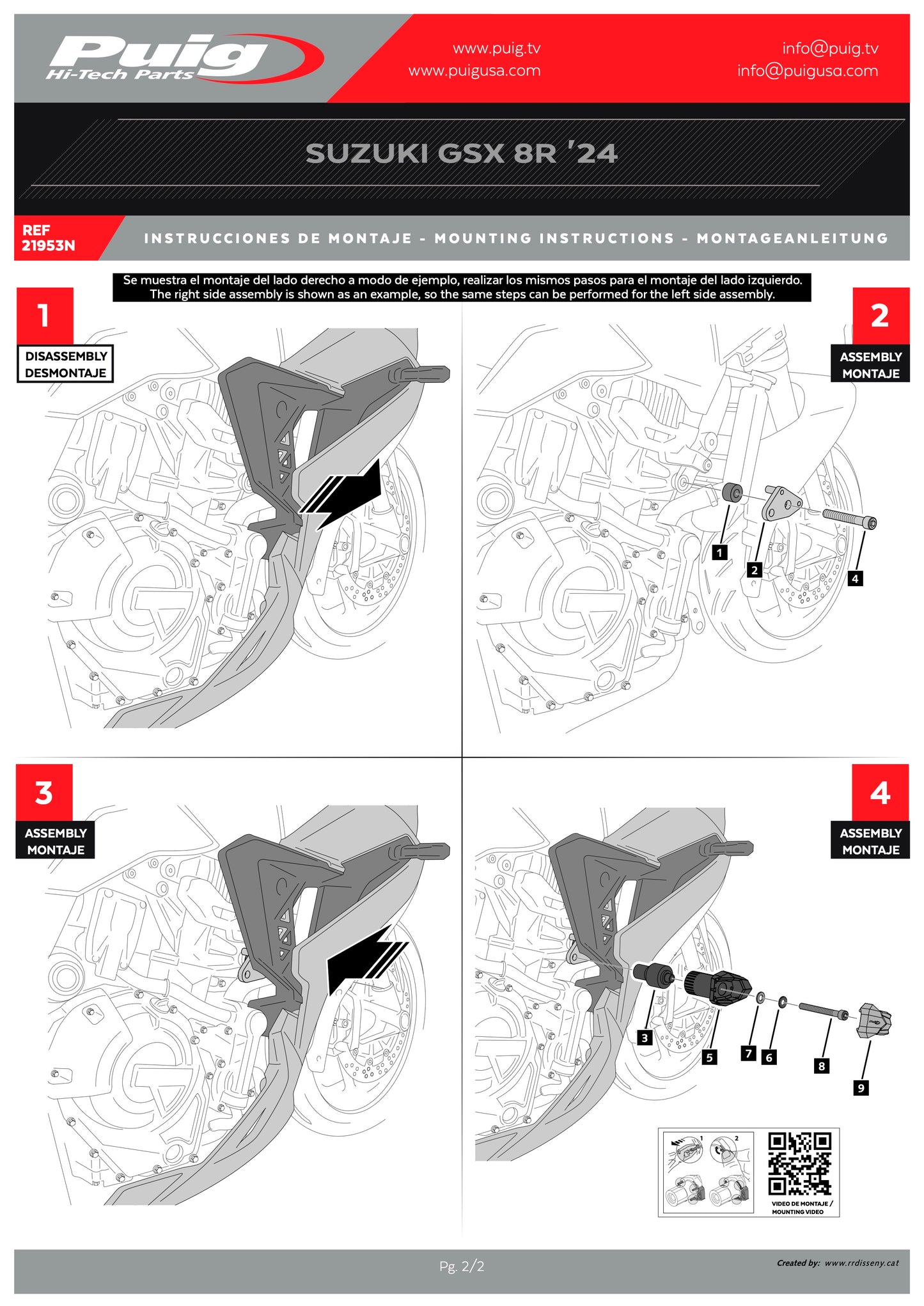 Puig Frame Sliders R19 SUZUKI GSX-8R 2024-2025