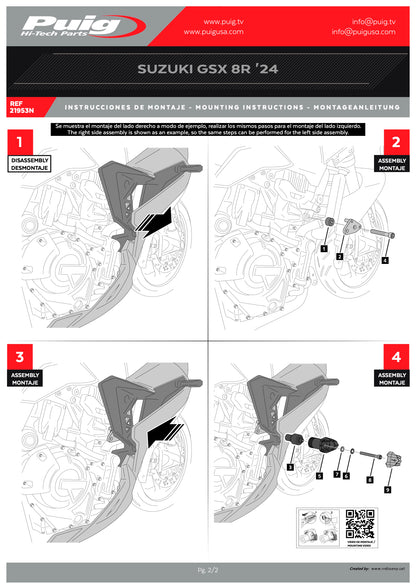 Puig Frame Sliders R19 SUZUKI GSX-8R 2024-2025