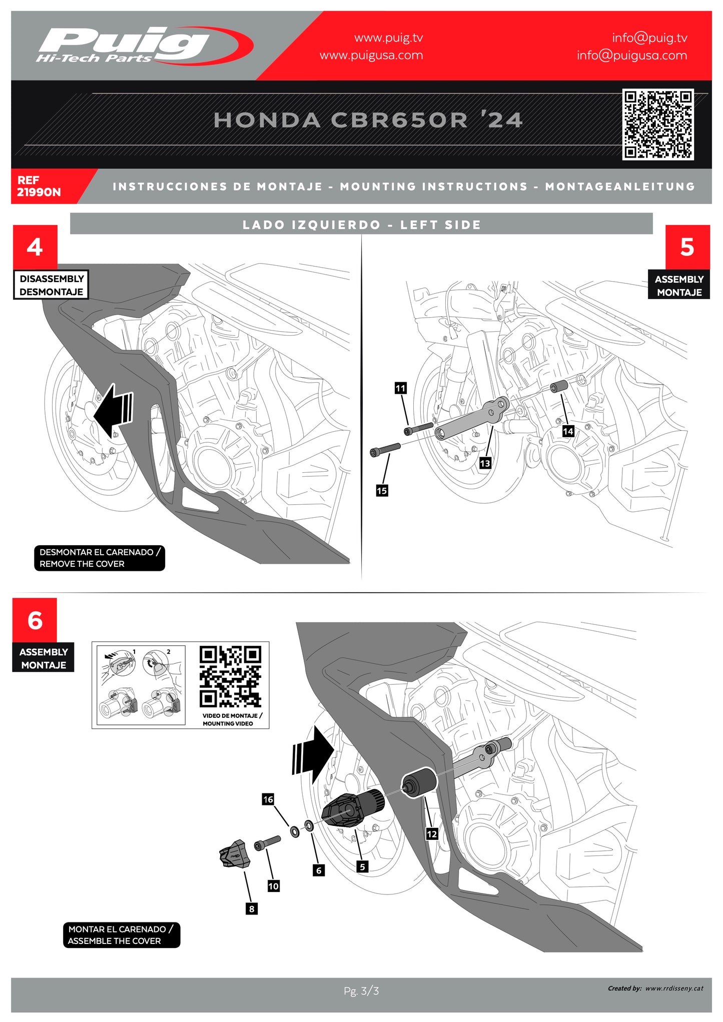 Puig R19 Frame Sliders HONDA CBR650R 2024-2025