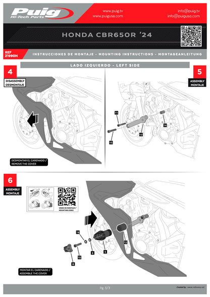 Puig R19 Frame Sliders HONDA CBR650R 2024-2025
