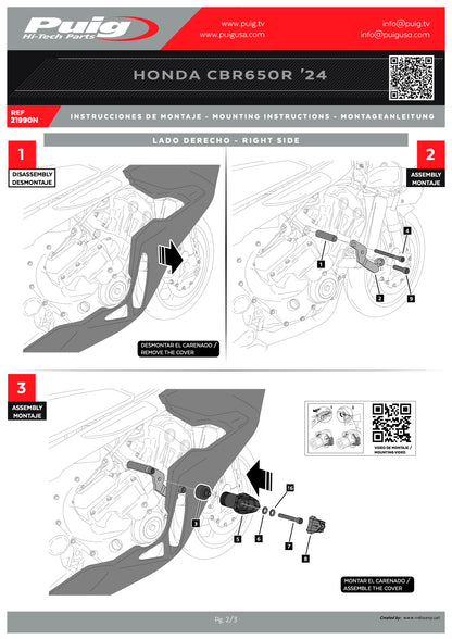 Puig R19 Frame Sliders HONDA CBR650R 2024-2025