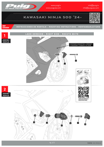 Puig R19 Frame Sliders KAWASAKI NINJA 500 2024-2025