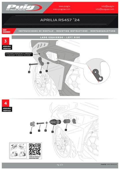Puig R19 Frame Sliders Aprilia RS 457 2024-2025