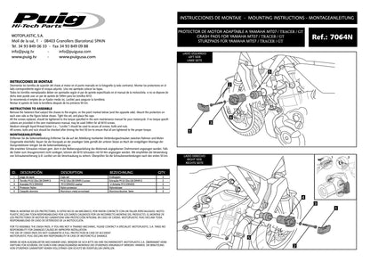 Puig R19 Frame Sliders Yamaha YZF-R7 2022-2025