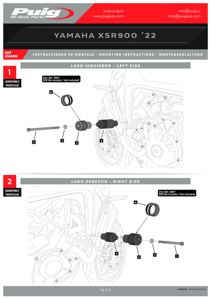 Puig Vintage 2.0 Frame Sliders YAMAHA XSR900 2022-2025