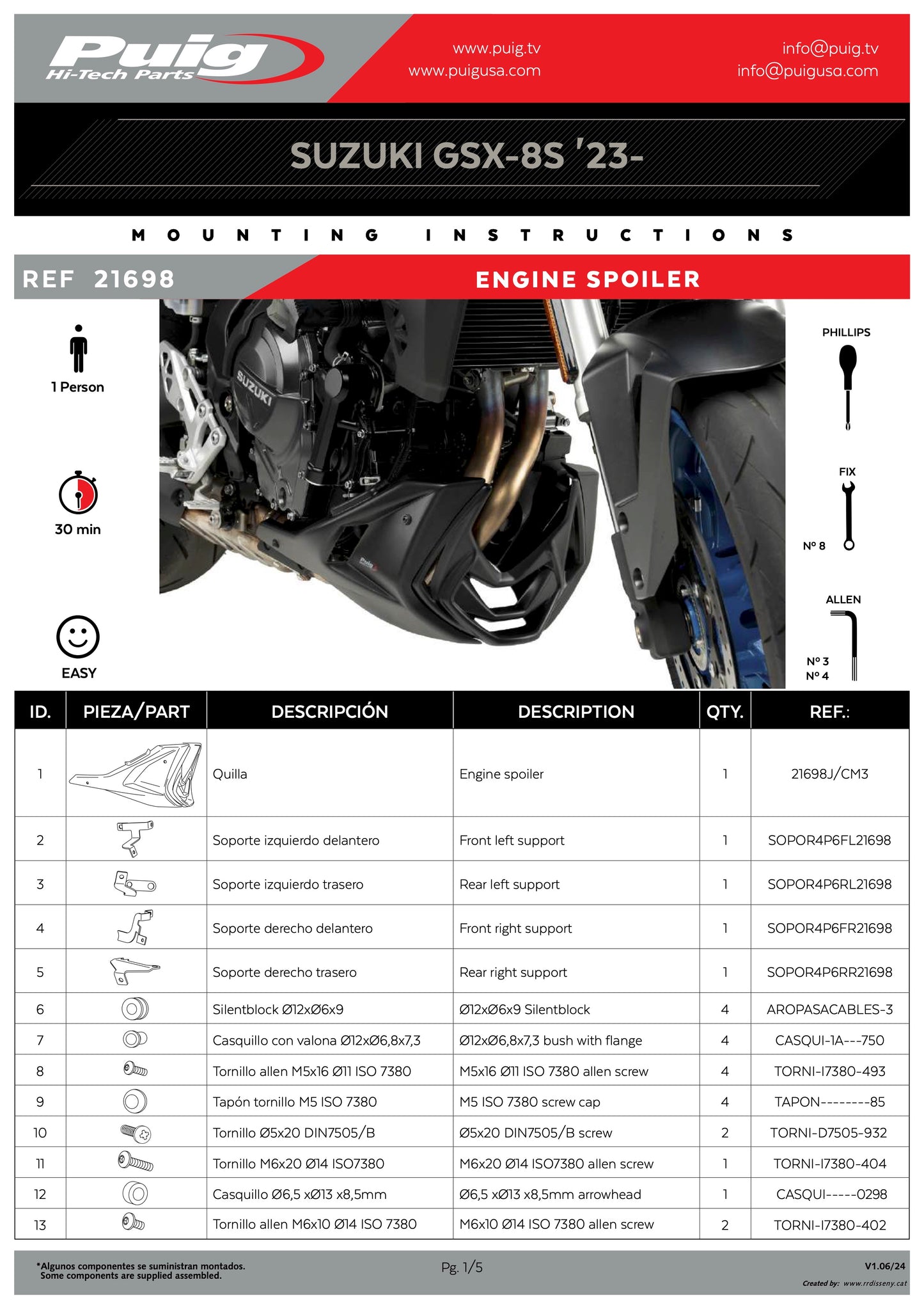 Puig Engine Spoiler SUZUKI GSX-8S 2023-2025