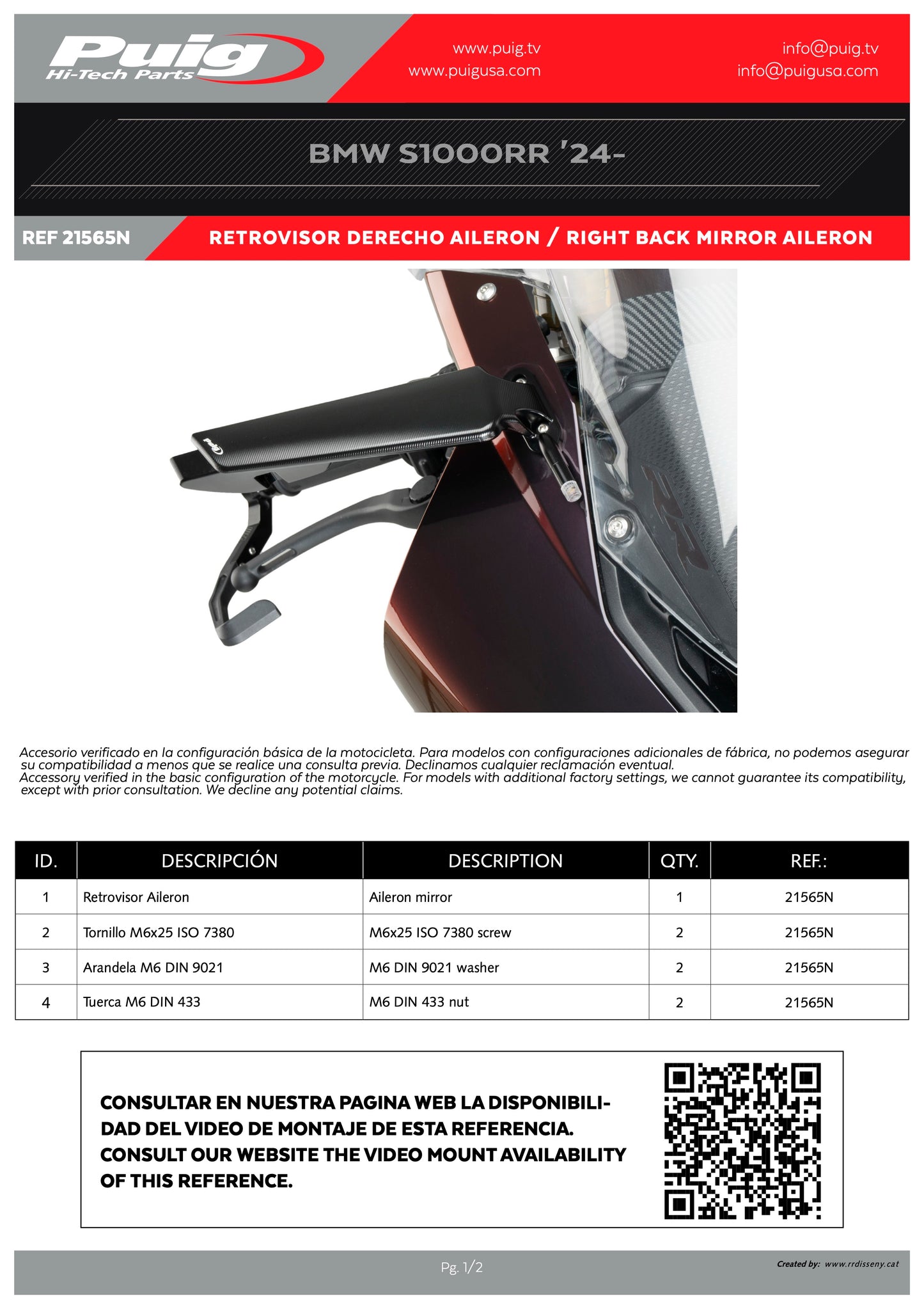 Puig Aileron (Sold Individually) BMW M1000RR/S1000RR 2019-2025