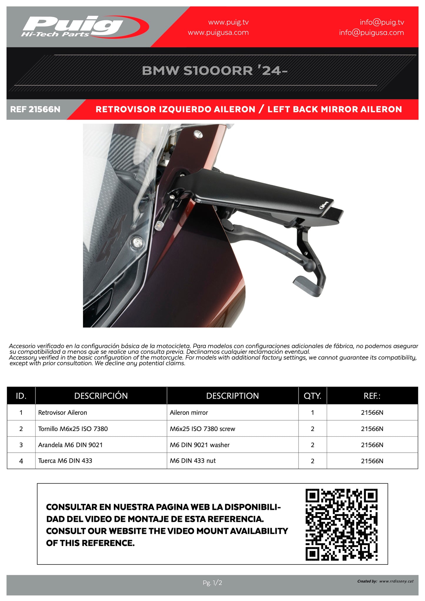 Puig Aileron (Sold Individually) BMW M1000RR/S1000RR 2019-2025