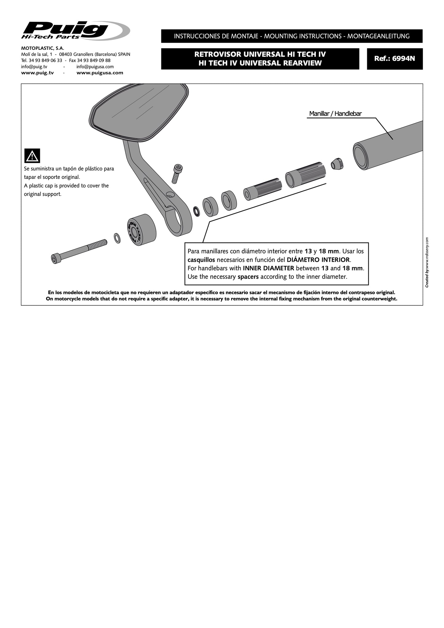 Puig Hi-Tech IV Motorcycle Mirrors - Universal (Sold Individually)