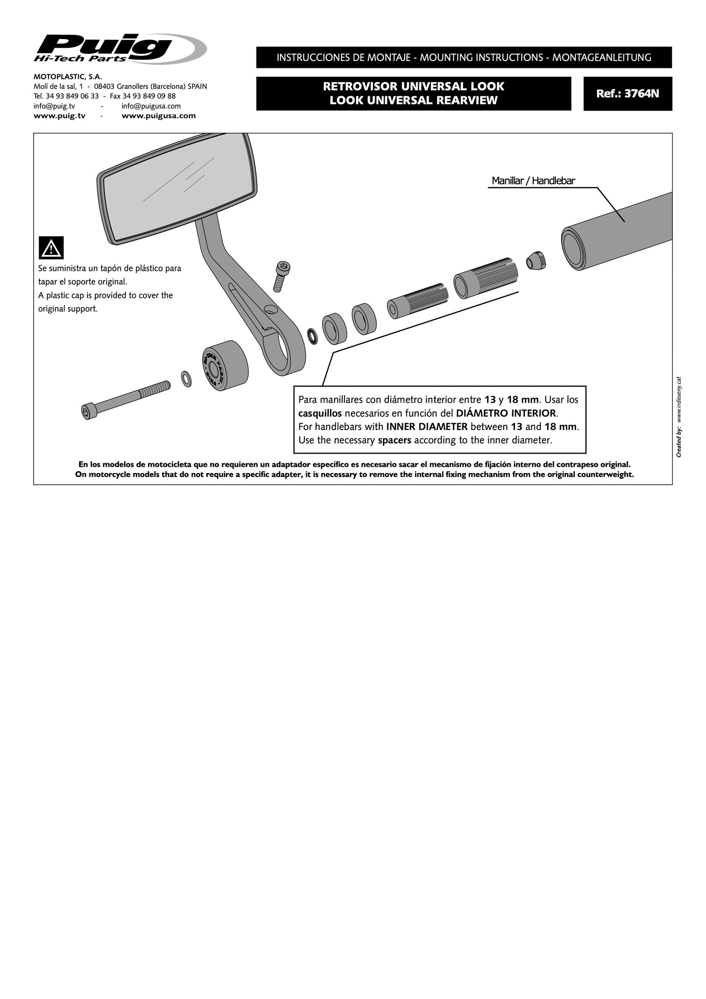 Puig Rearview Look Motorcycle Mirrors - Universal (Sold Individually)