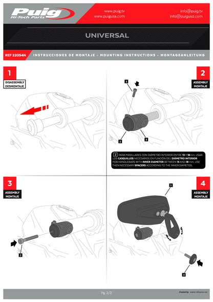 Puig Back MP2 Motorcycle Mirrors - Universal (Sold Individually)