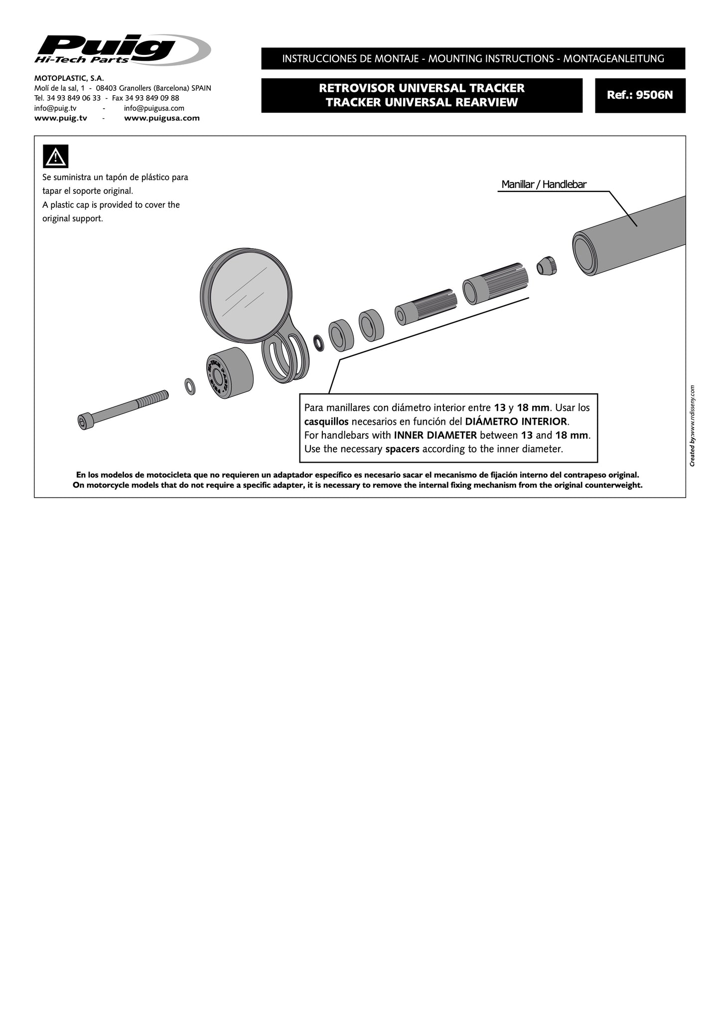 Puig Rearview Tracker Motorcycle Mirrors - Universal (Sold Individually)