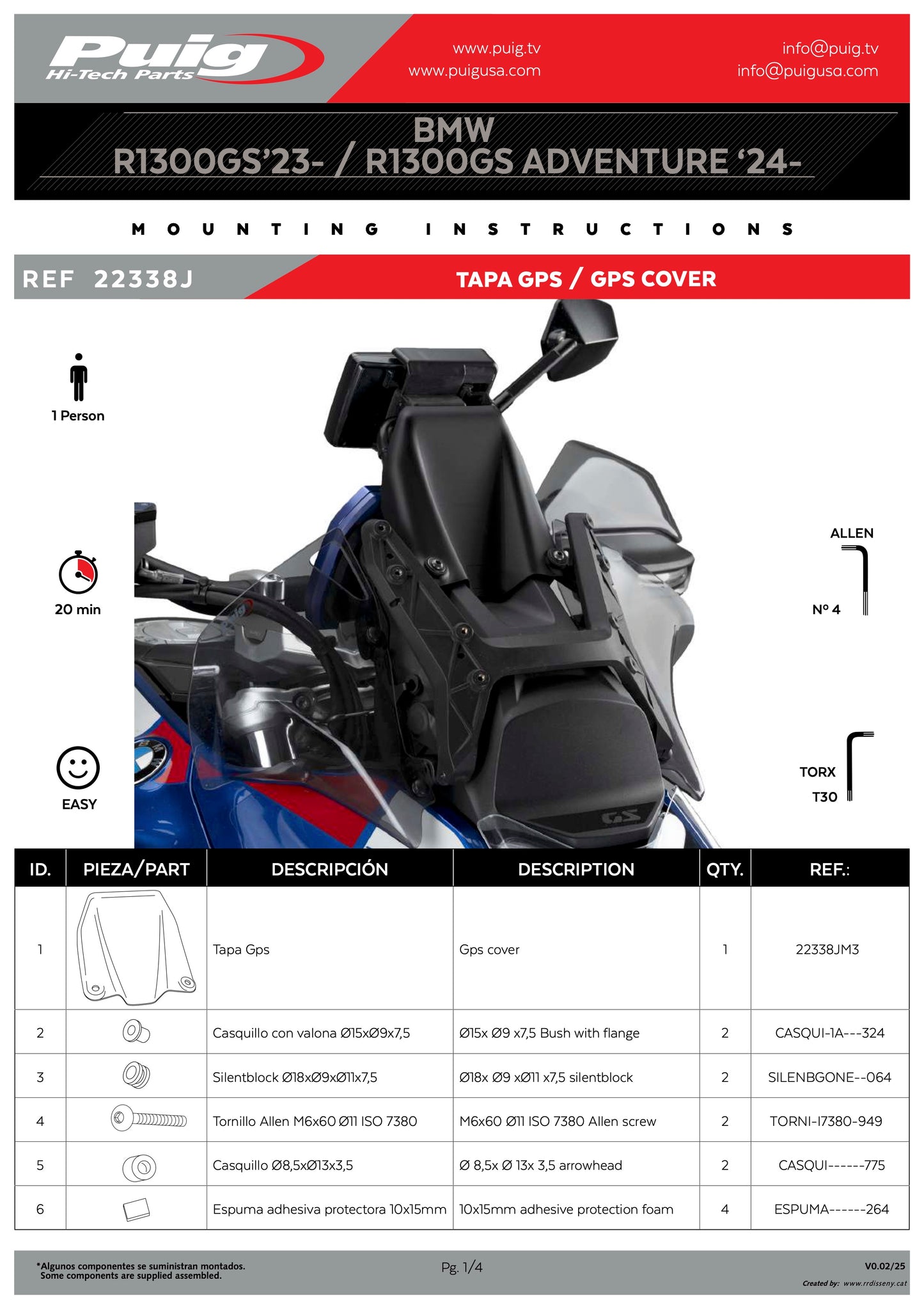 Puig GPS Cover BMW R1300GS 2023-2025