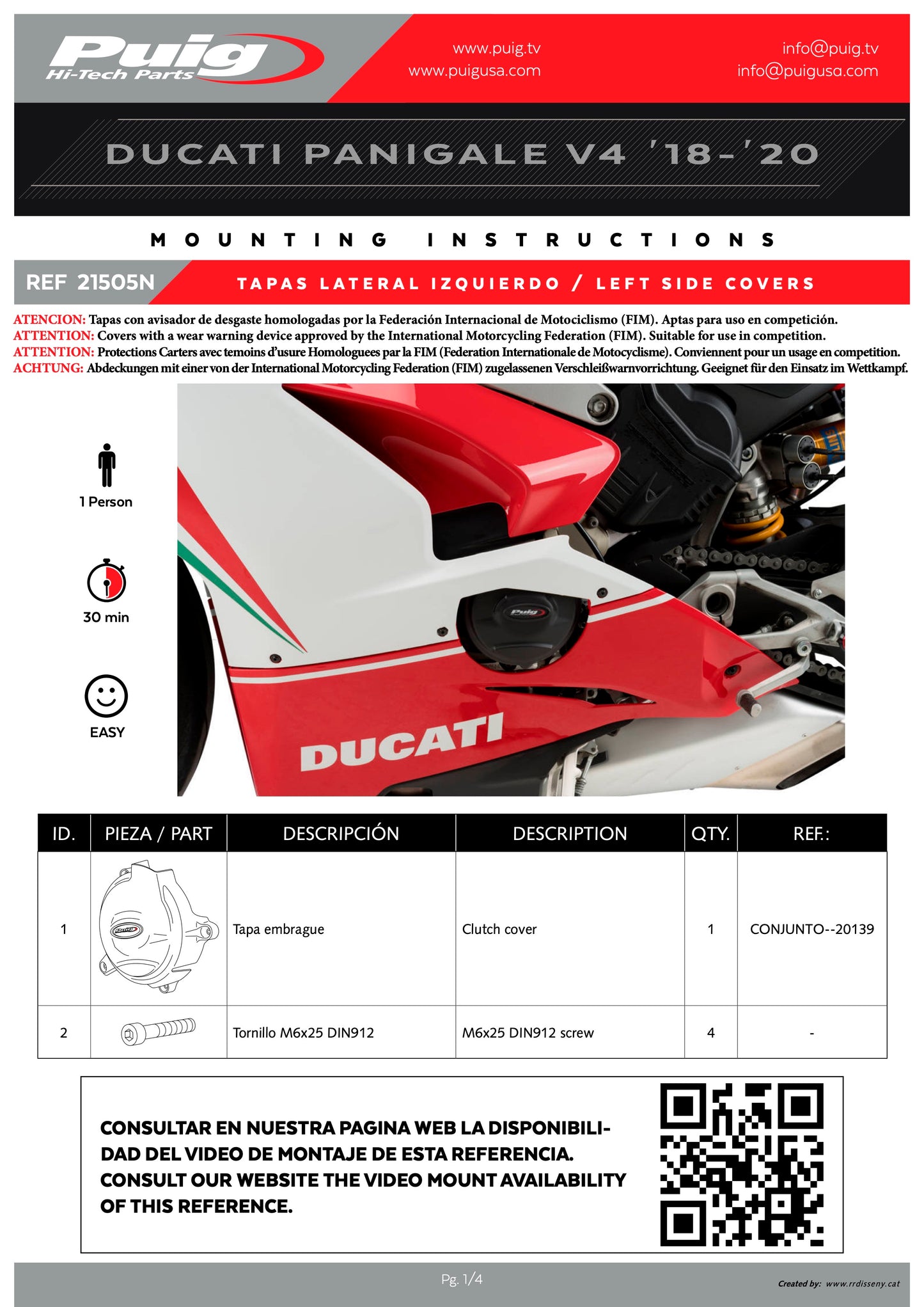 Puig Engine Covers Track for Championship Ducati Panigale V4 2018-2024