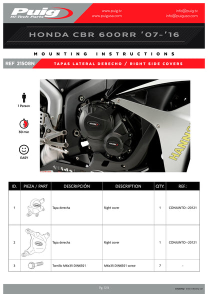 Puig Engine Covers Track for Championship Honda CBR 600RR 2007-2016