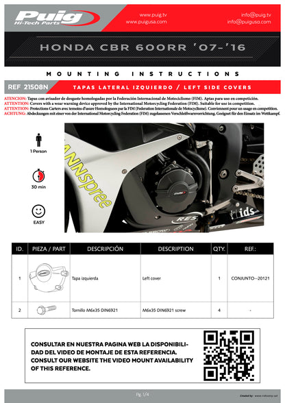 Puig Engine Covers Track for Championship Honda CBR 600RR 2007-2016