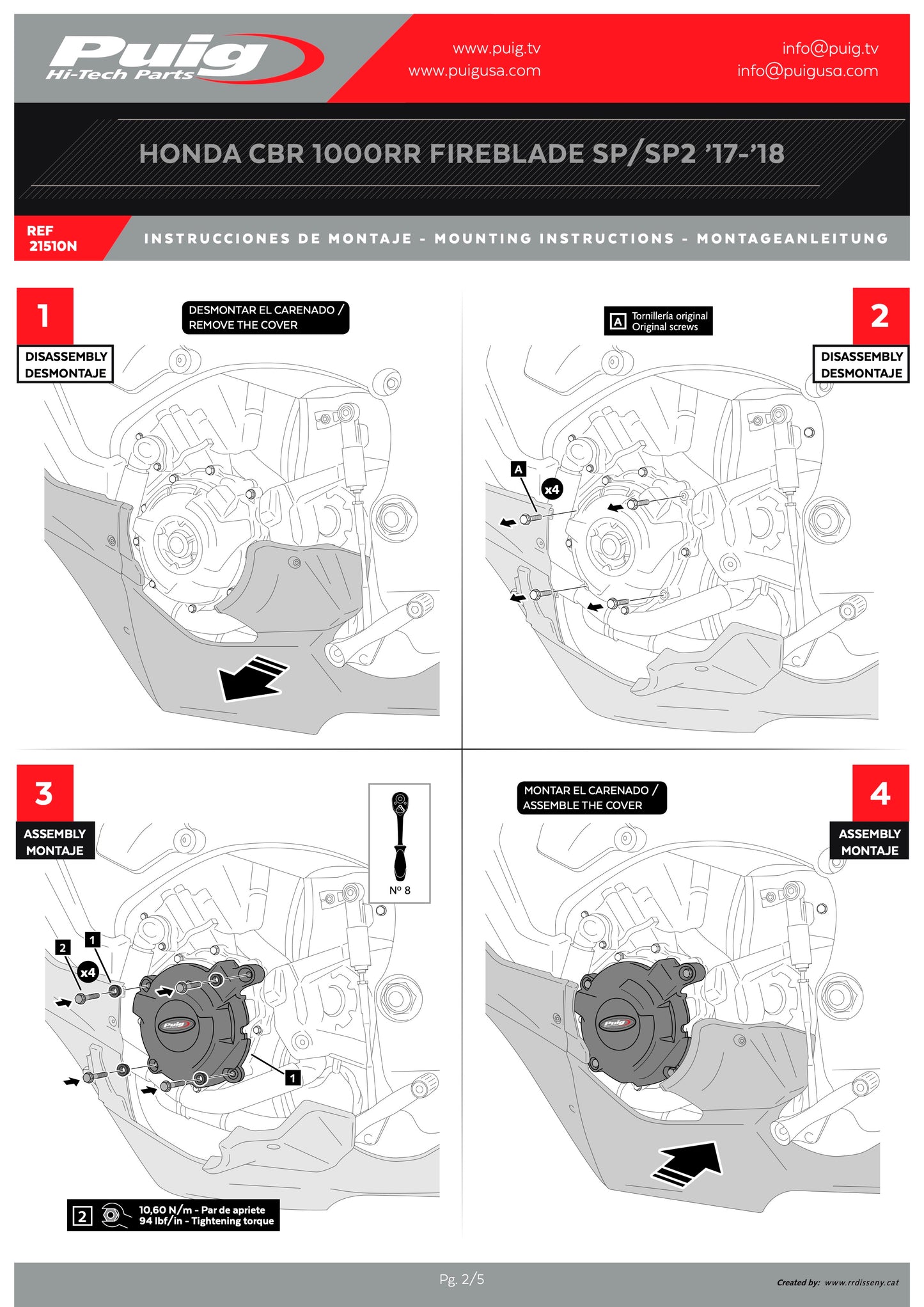 Puig Engine Covers Track for Championship Honda CBR 1000 RR ABS Fireblade 2009-2025