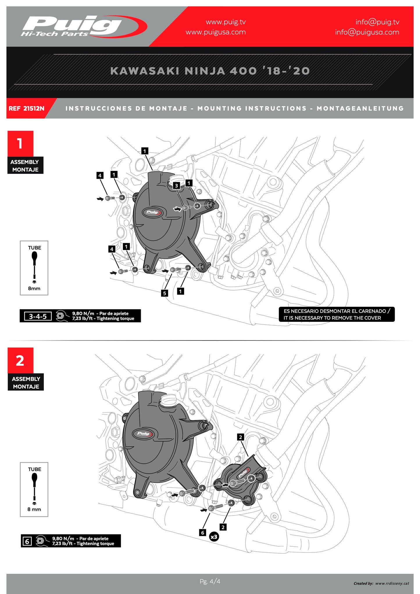 Puig Engine Covers Track for Championship Kawasaki Ninja 400 2018-2024