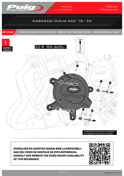 Puig Engine Covers Track for Championship Kawasaki Ninja 400 2018-2024