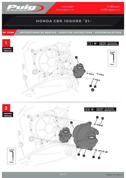 Puig Engine Covers Track for Championship Honda CBR1000RR-R Fireblade 2020-2025